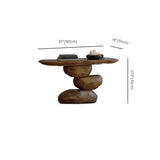 Artistic Pebble Base Wood Black Standard Console Table Image - 10