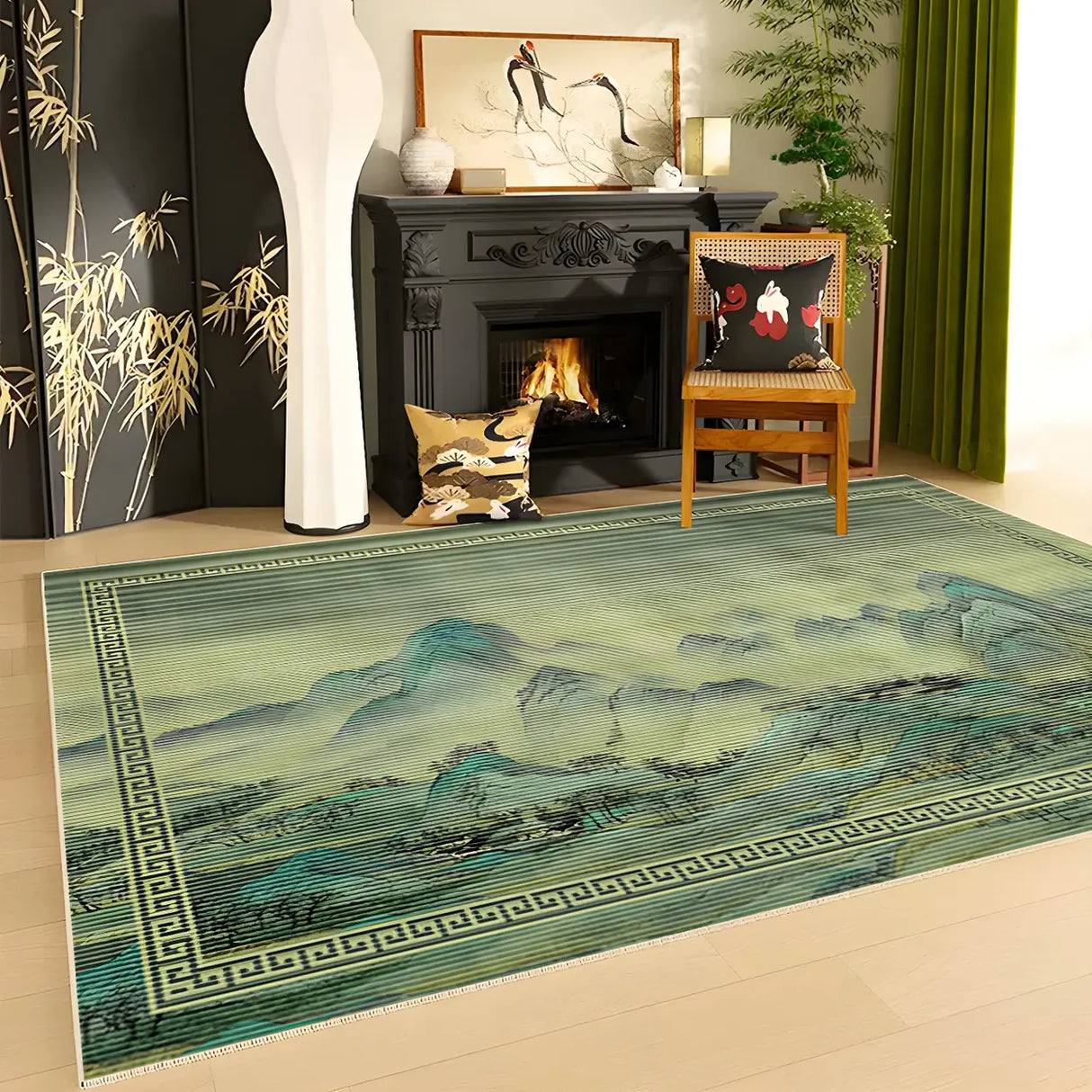 Artistic Rectangle Polyester Grey Floral Area Rug Image - 11