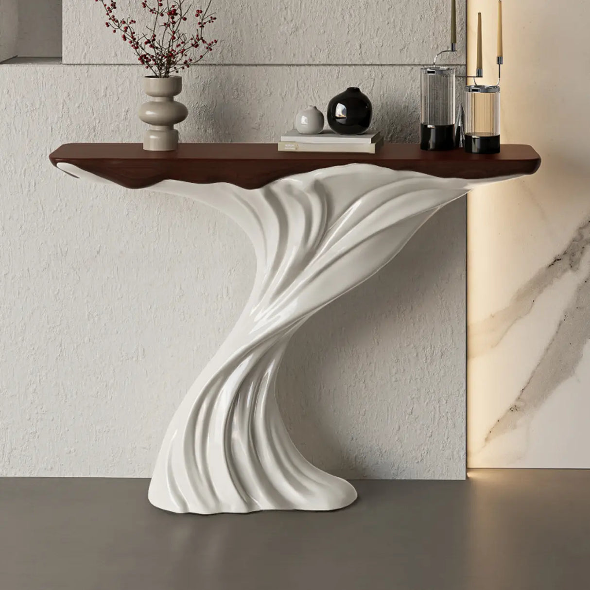 Artistic Rectangular Fiberglass Stump Base Console Table Image - 4