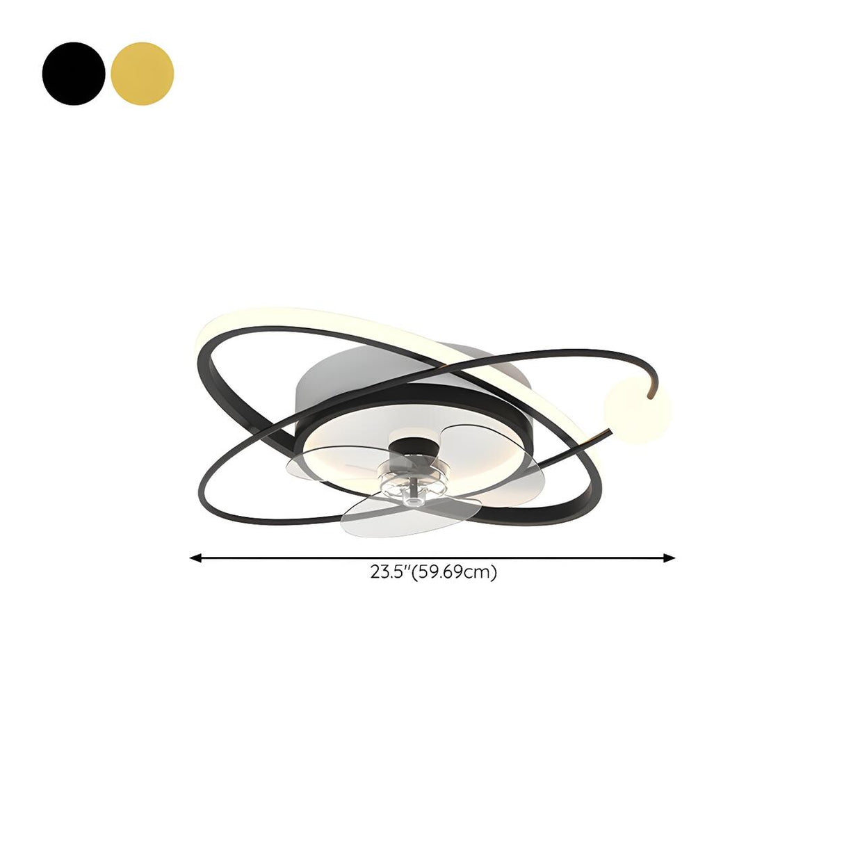 Artistic Ring Track Modern Ceiling Fan with LED Light 