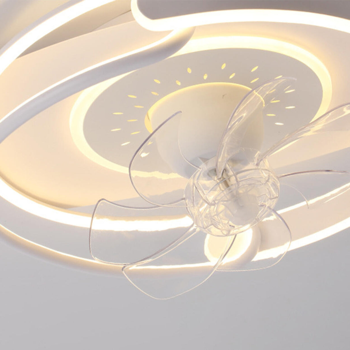 Artistic Ring White LED Ceiling Fan with Light Image - 12