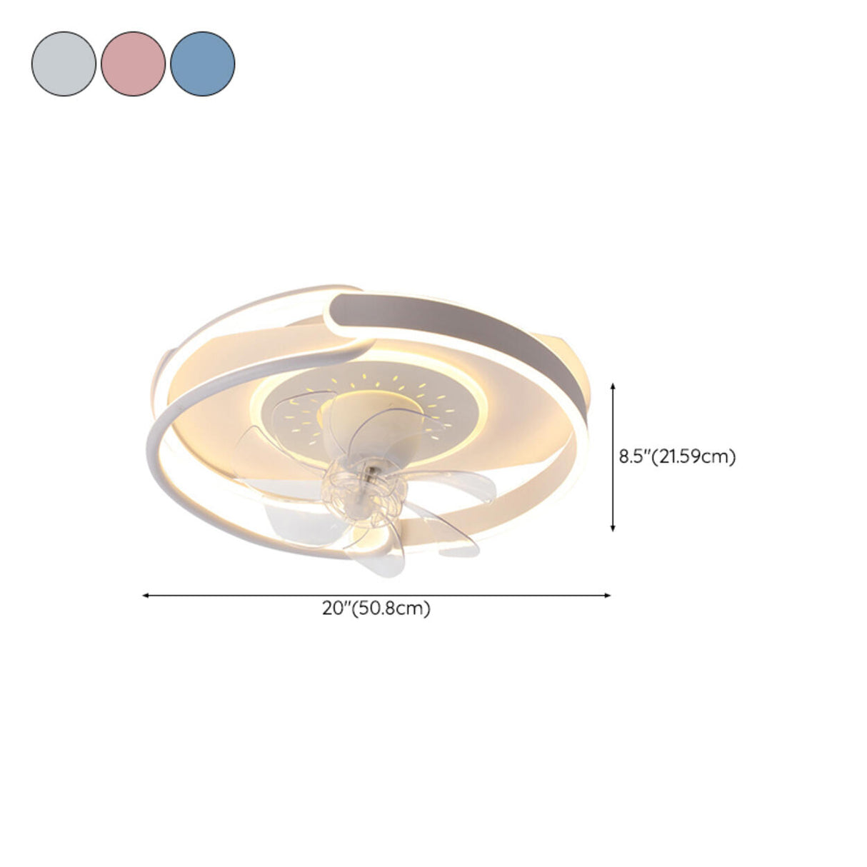Artistic Ring White LED Ceiling Fan with Light 