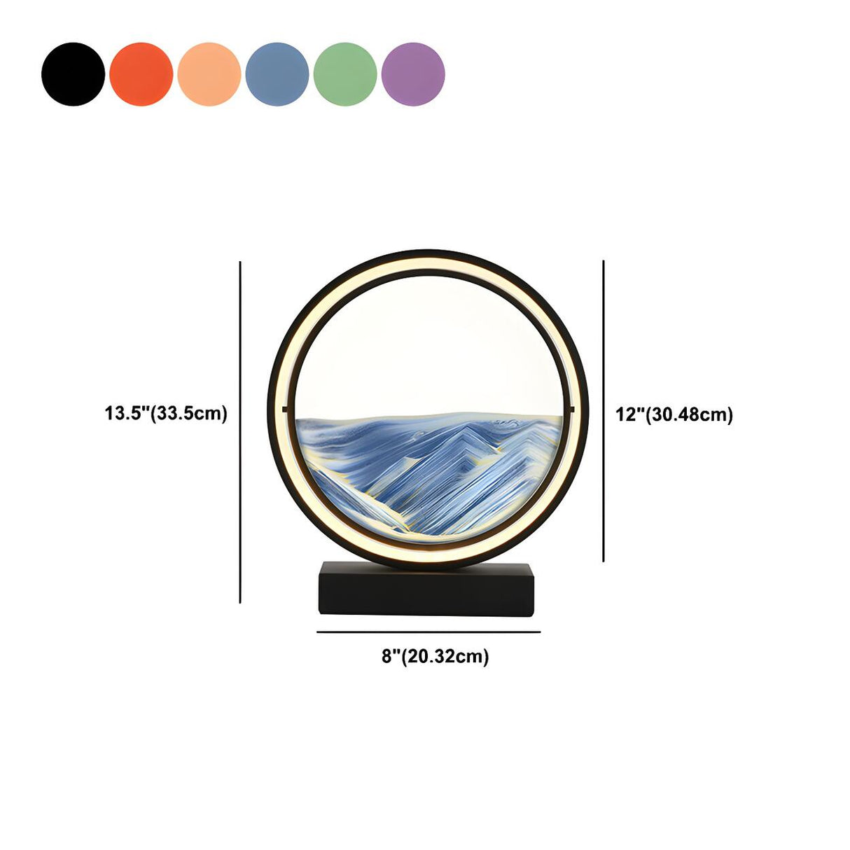 Artistic Round Landscape Painting Decorative Table Lamp 
