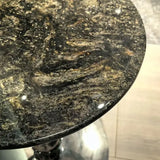 Artistic Round Marble Top Silver Ball Pedestal Side Table Image - 11