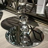 Artistic Round Marble Top Silver Ball Pedestal Side Table Image - 12
