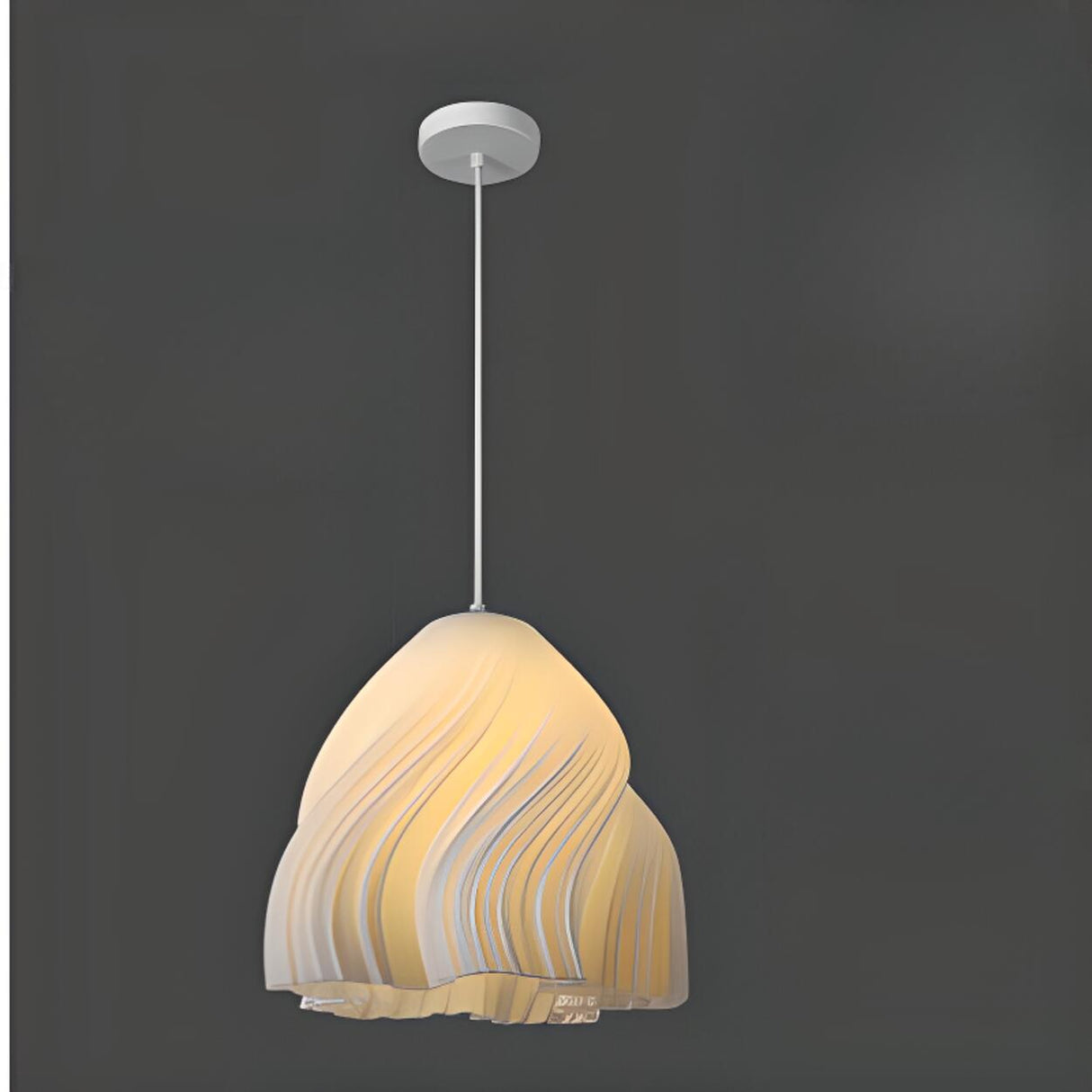 Artistic Sculpted White Pendant Light Flexible Length Image - 2