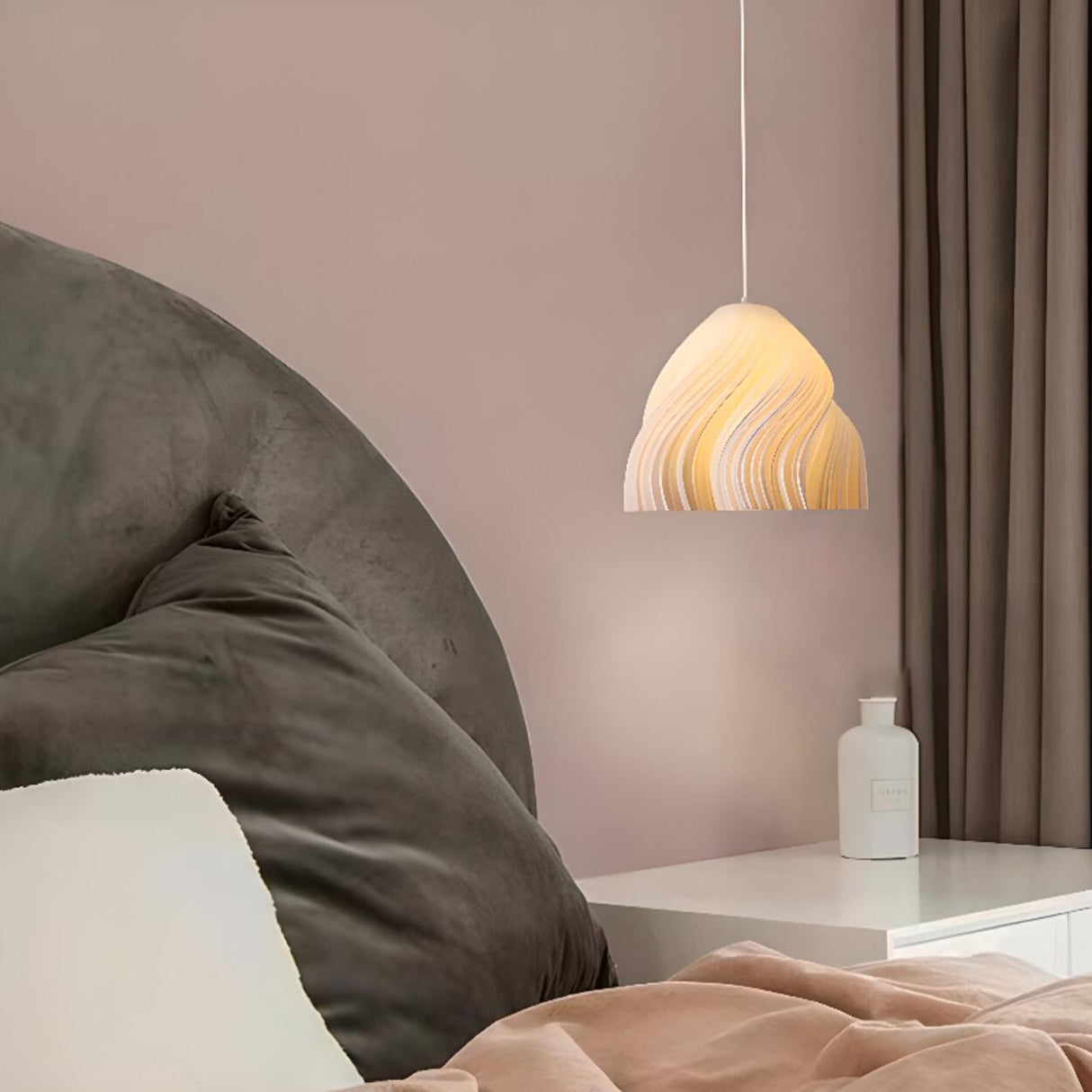 Artistic Sculpted White Pendant Light Flexible Length Image - 4