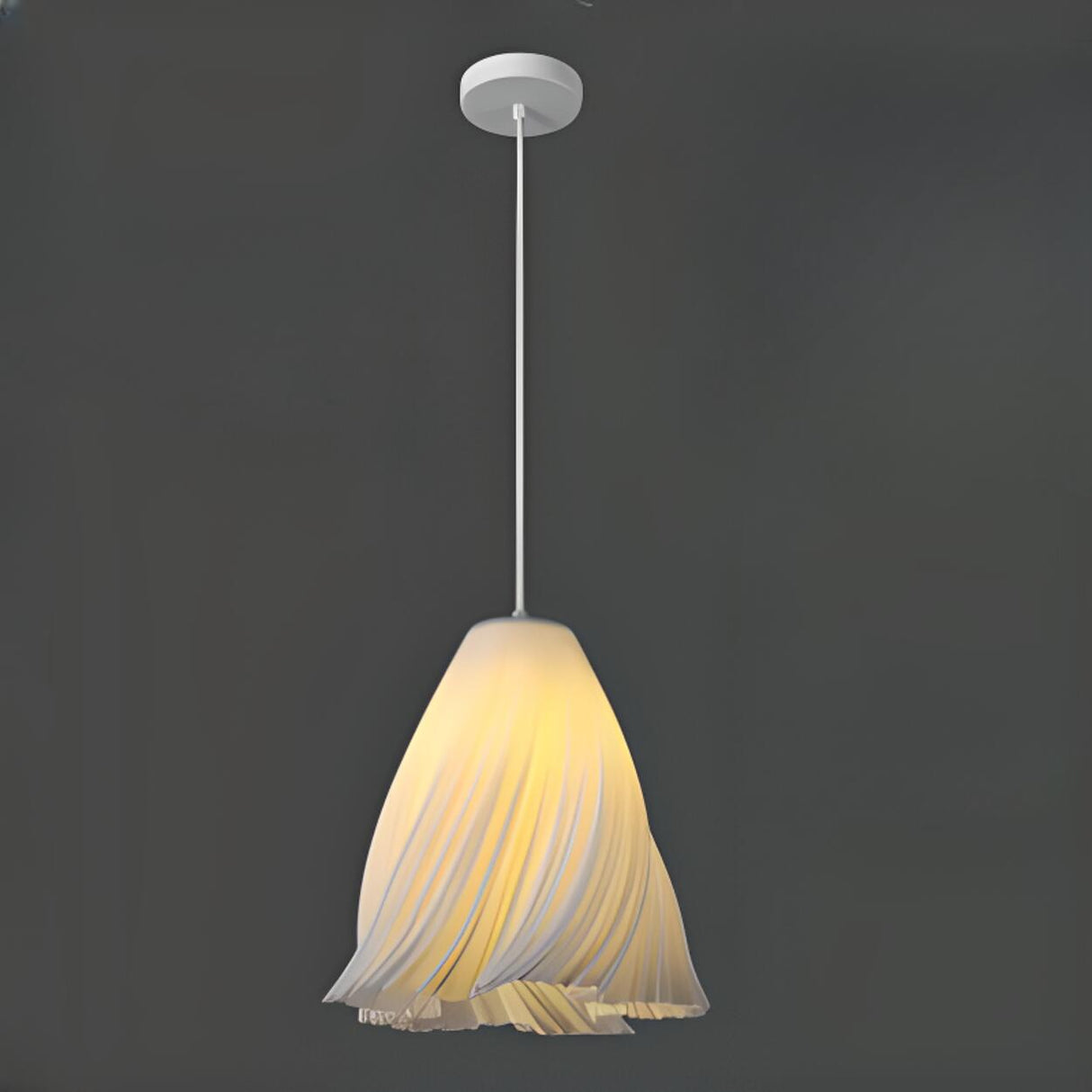 Artistic Sculpted White Pendant Light Flexible Length Image - 5