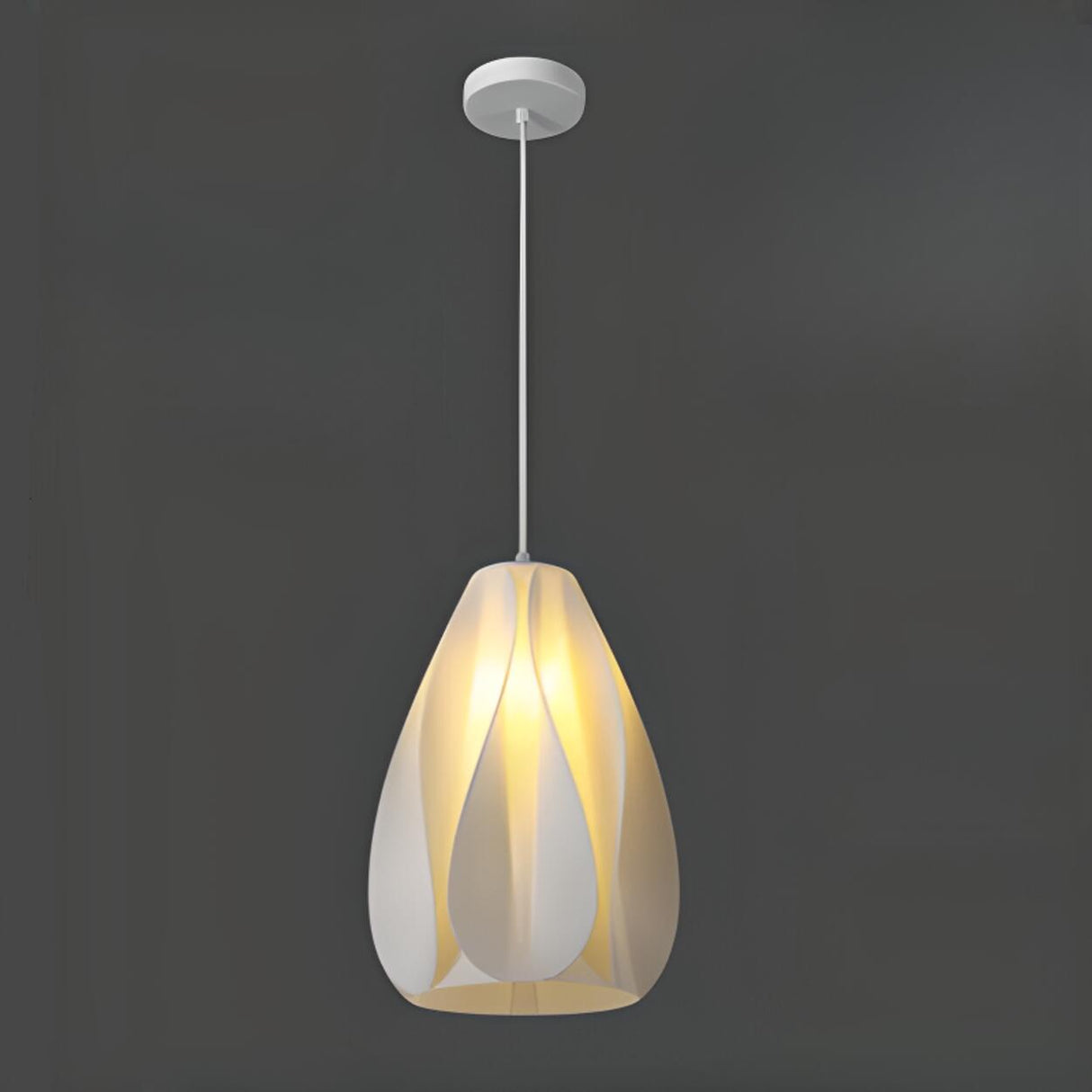 Artistic Sculpted White Pendant Light Flexible Length Image - 7