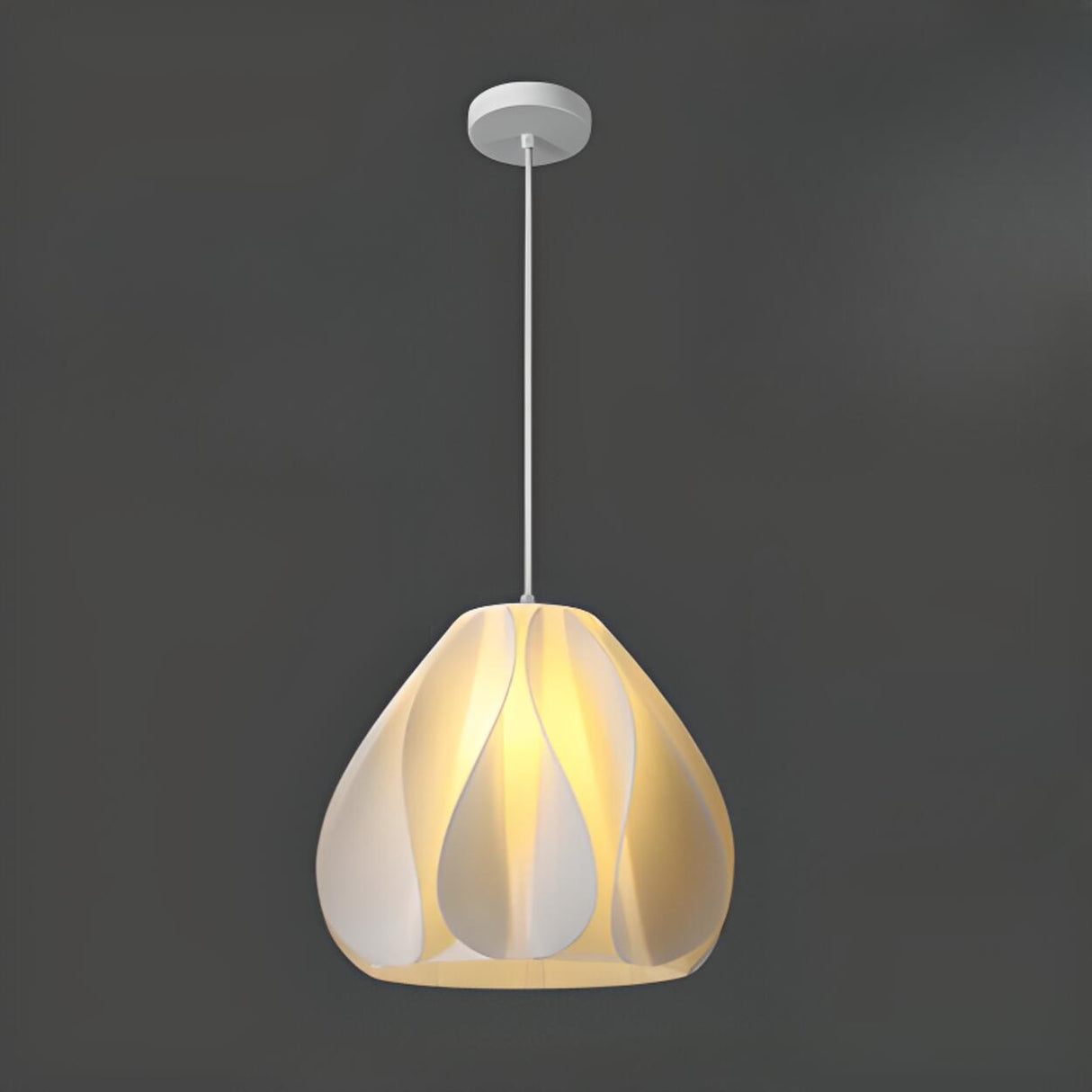 Artistic Sculpted White Pendant Light Flexible Length Image - 9