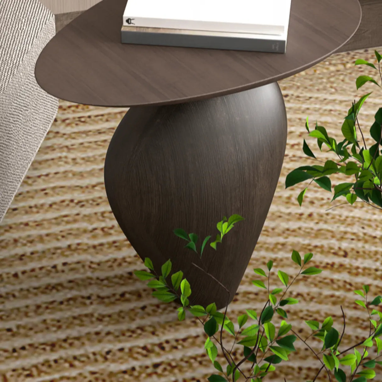 Artistic Sculptural Modern Abstract Base Oval Side Table Image - 5