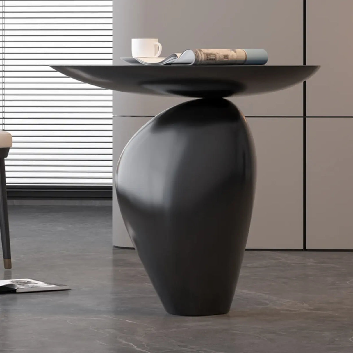 Artistic Sculptural Modern Abstract Base Oval Side Table Image - 6