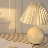Artistic Spherical Ceramic Base Bedside Table Lamp Image - 3