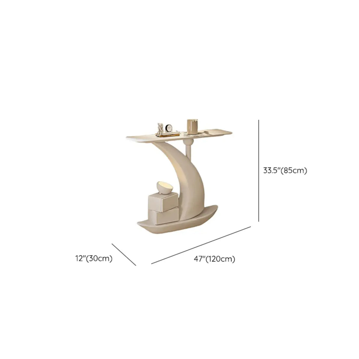 Artistic Stone White Abstract Base Narrow Console Table Image - 14