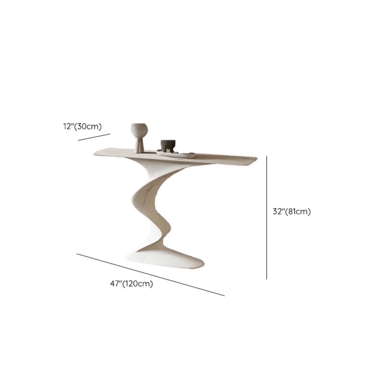 Artistic Stone White Abstract Base Narrow Console Table Image - 15
