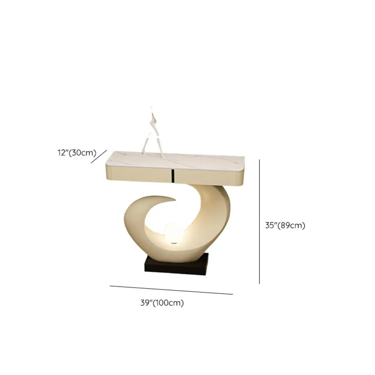 Artistic Stone White Abstract Base Narrow Console Table Image - 16