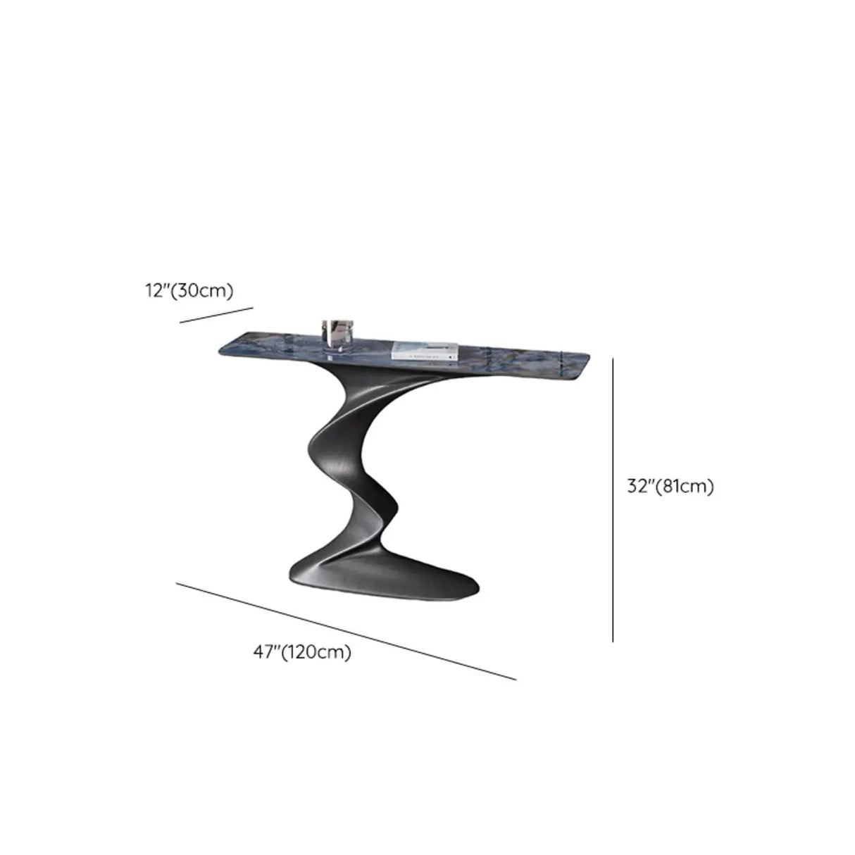 Artistic Stone White Abstract Base Narrow Console Table Image - 17