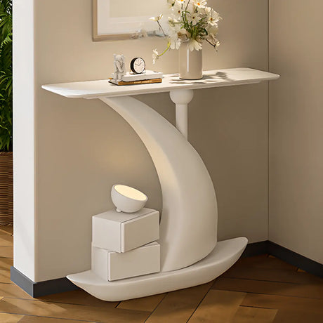 Artistic Stone White Abstract Base Narrow Console Table Image - 2