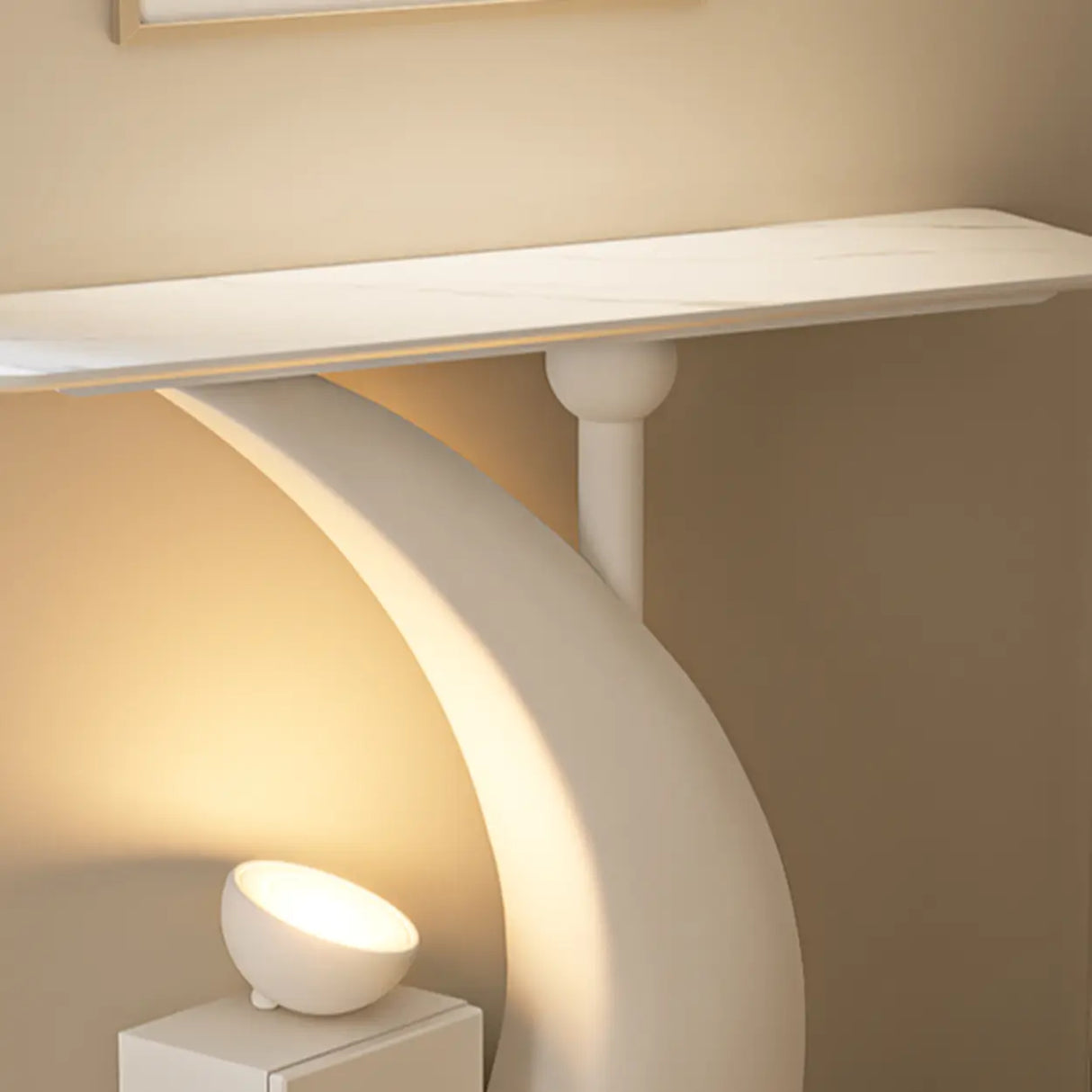Artistic Stone White Abstract Base Narrow Console Table Image - 6