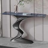 Artistic Stone White Abstract Base Narrow Console Table Image - 7