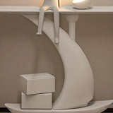 Artistic Stone White Abstract Base Narrow Console Table Image - 9