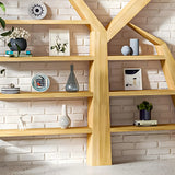 Artistic Tree Shape Open Etagere Wood Display Bookcase Image - 6