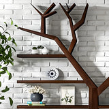 Artistic Tree Shape Open Etagere Wood Display Bookcase Image - 9
