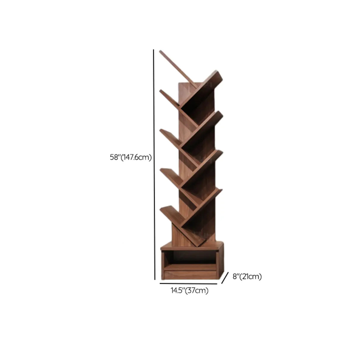 Artistic Tree Shape Wood Open Shelves Display Bookcase Image - 10