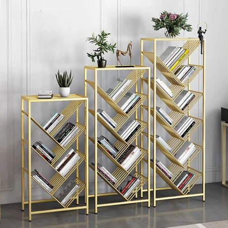 Artistic Tree Vertical Rectangular Open Metal Bookcase Image - 2