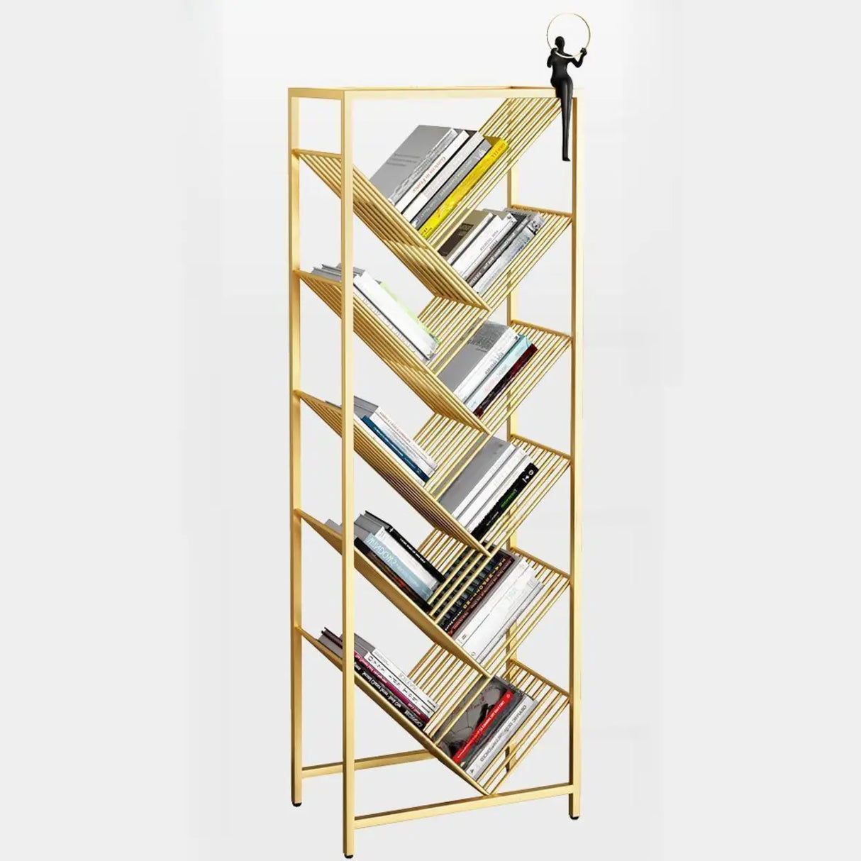 Artistic Tree Vertical Rectangular Open Metal Bookcase Image - 5