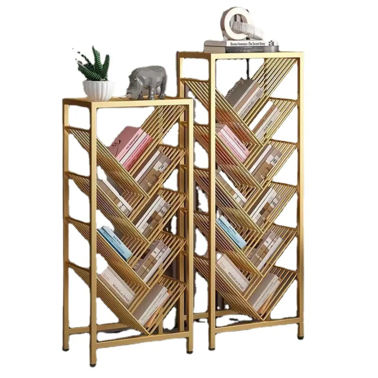 Artistic Tree Vertical Rectangular Open Metal Bookcase Image - 6