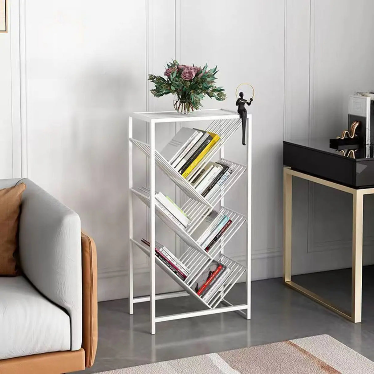 Artistic Tree Vertical Rectangular Open Metal Bookcase Image - 8
