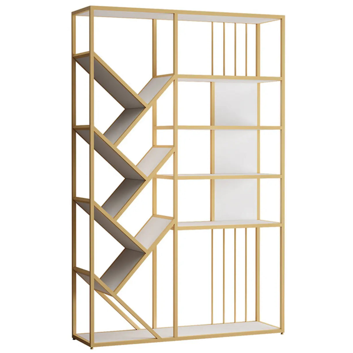 Artistic Vertical Geometric Open Etagere Large Bookshelf Image - 10