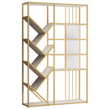 Artistic Vertical Geometric Open Etagere Large Bookshelf Image - 10