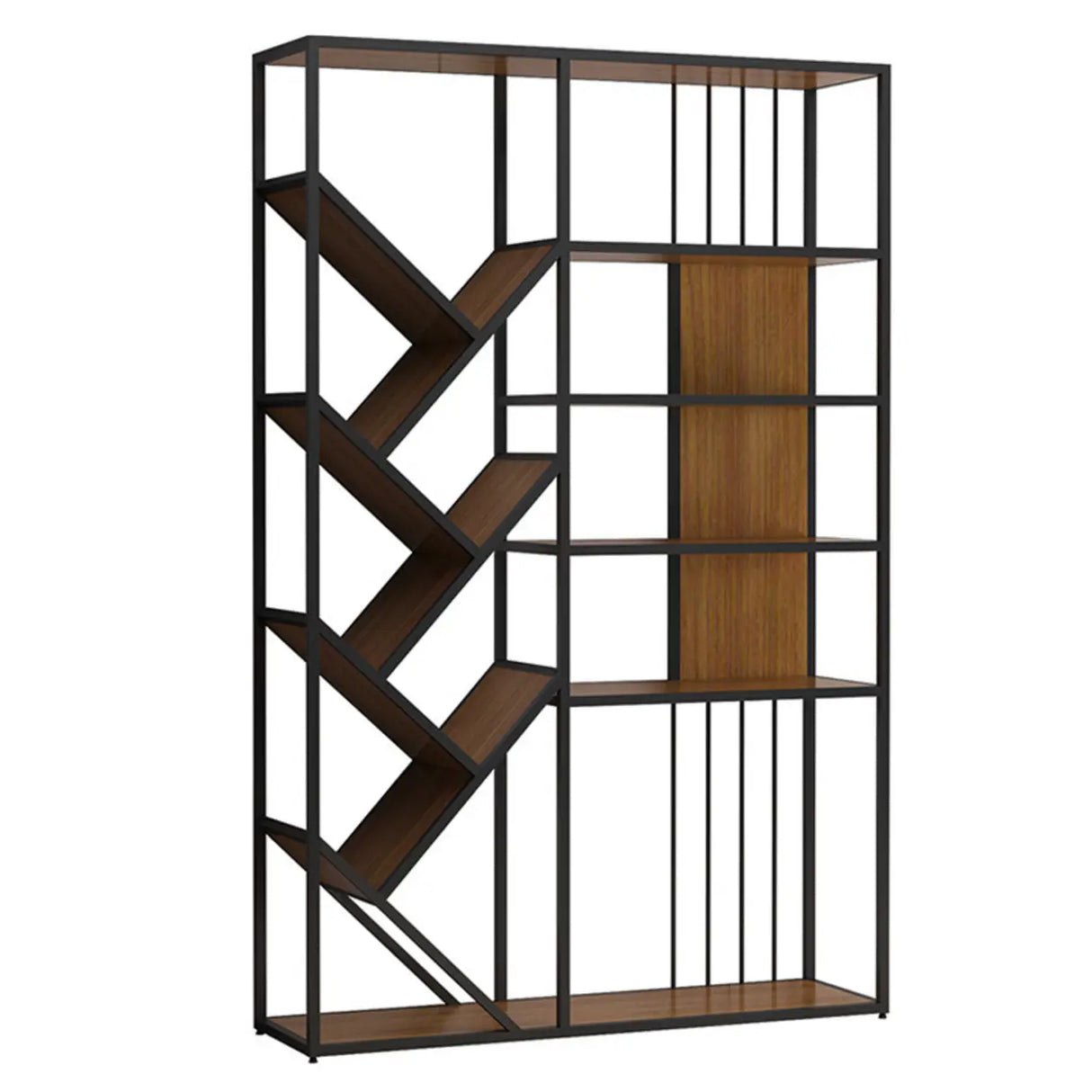 Artistic Vertical Geometric Open Etagere Large Bookshelf Image - 11
