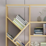 Artistic Vertical Geometric Open Etagere Large Bookshelf Image - 7