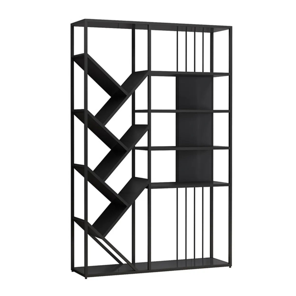 Artistic Vertical Geometric Open Etagere Large Bookshelf Image - 9