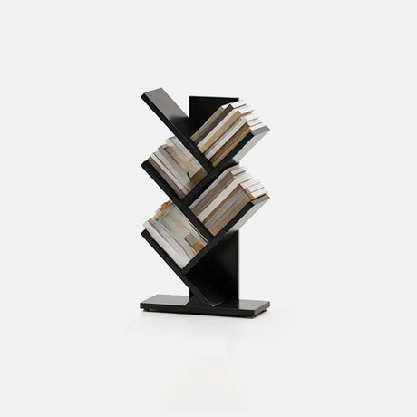 Artistic Vertical Rubberwood Branch Bookcase Black Image - 2