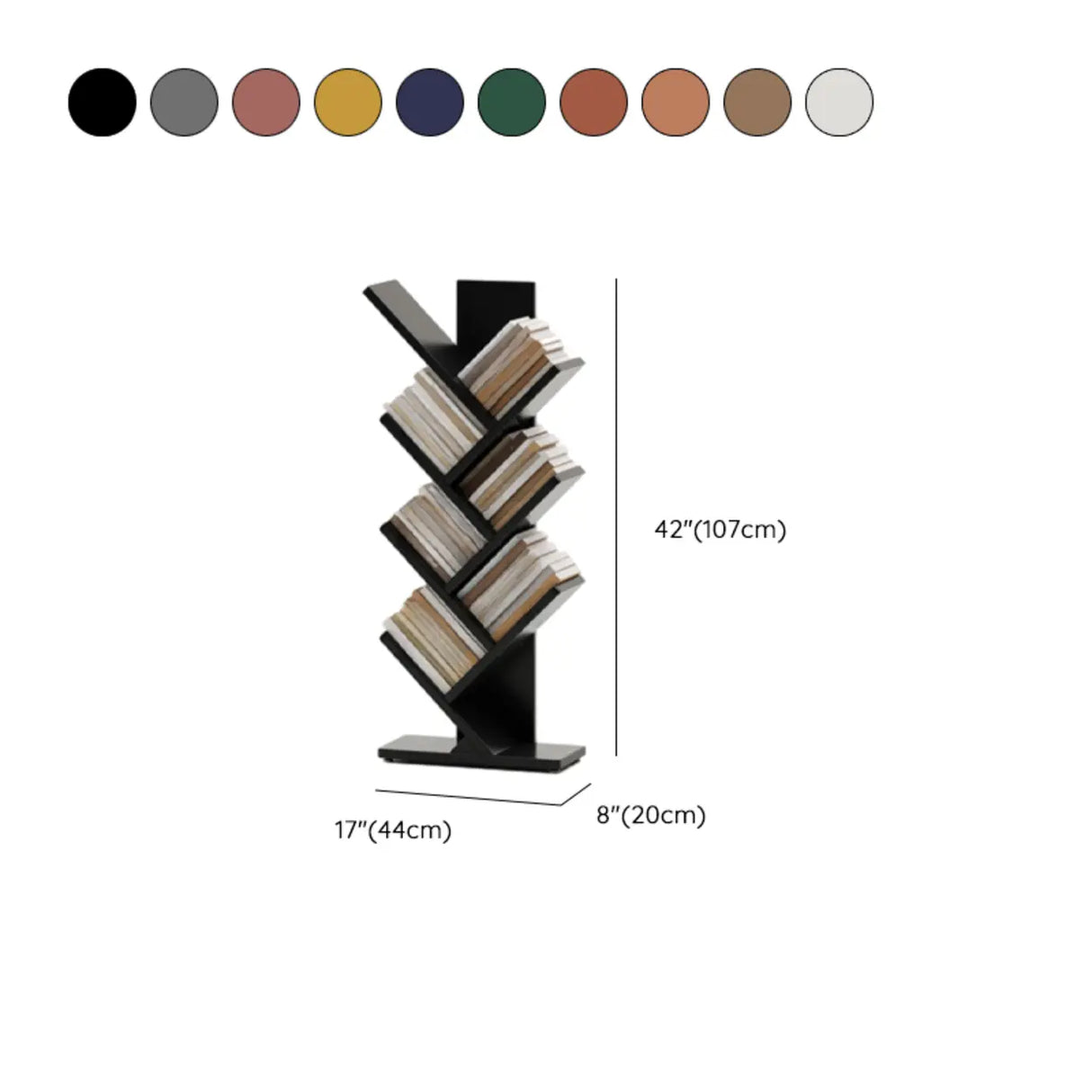 Artistic Vertical Rubberwood Branch Bookcase Black Image - 36