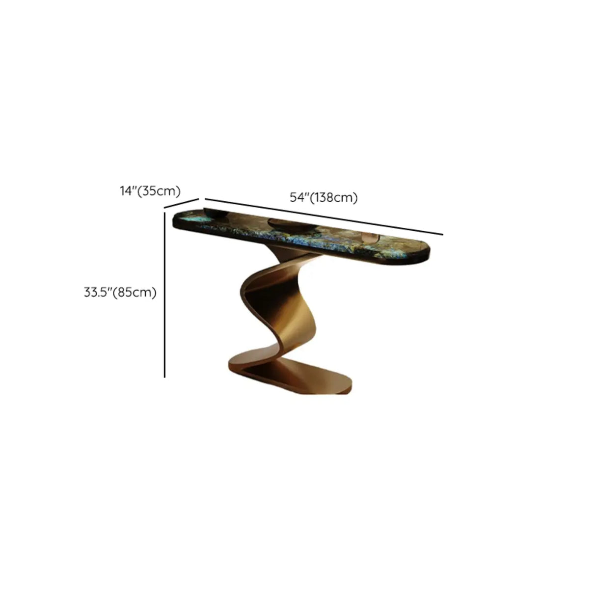 Artistic Wave Base Metal and Blue Stone Console Table Image - 12