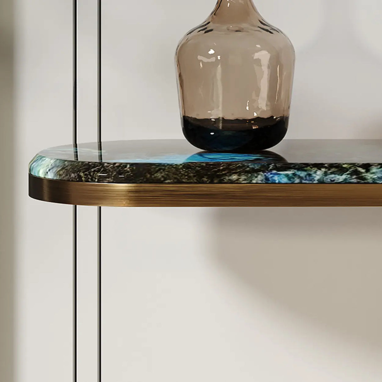 Artistic Wave Base Metal and Blue Stone Console Table Image - 6