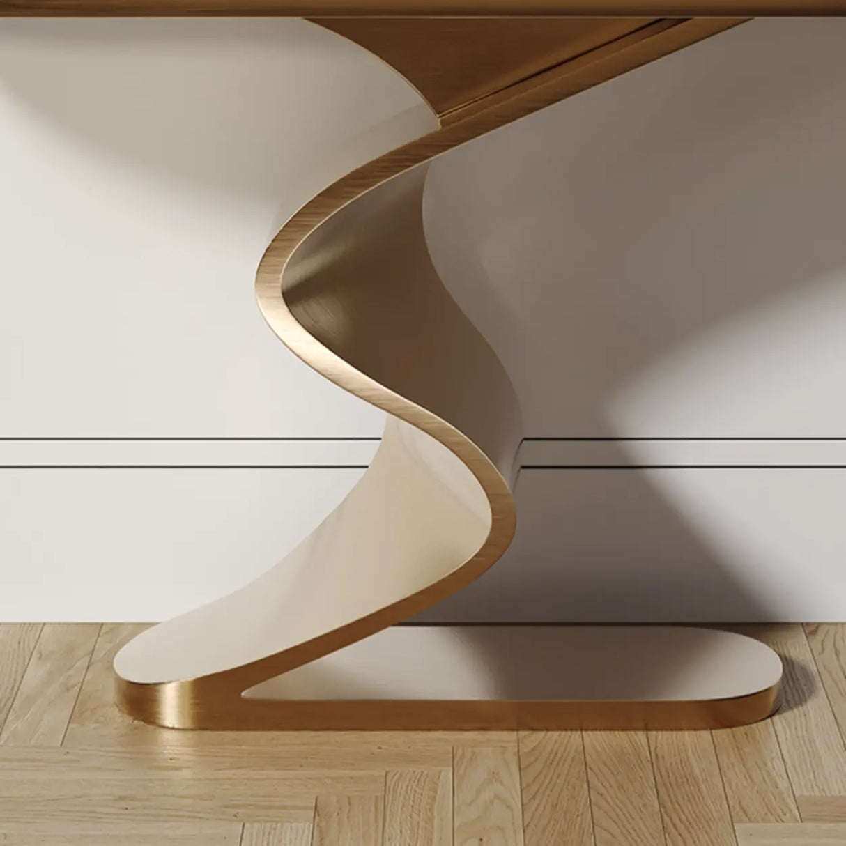 Artistic Wave Base Metal and Blue Stone Console Table Image - 8