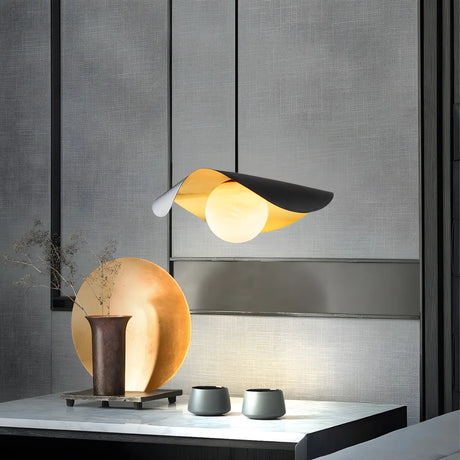 Artistic Wave Black Leaf  Dining Room Alabaster Pendant Light Image - 2