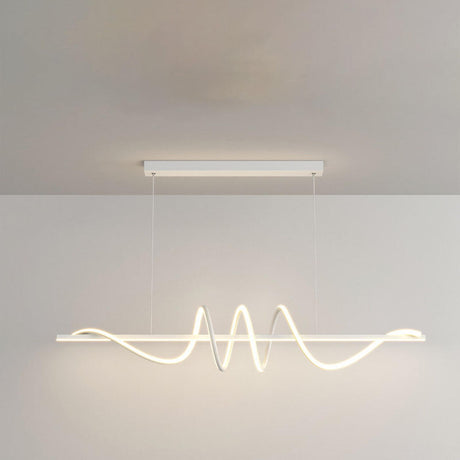 Artistic Wavy Adjustable Metal Island Ceiling Light Image - 2