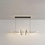 Artistic Wavy Adjustable Metal Island Ceiling Light Image - 3