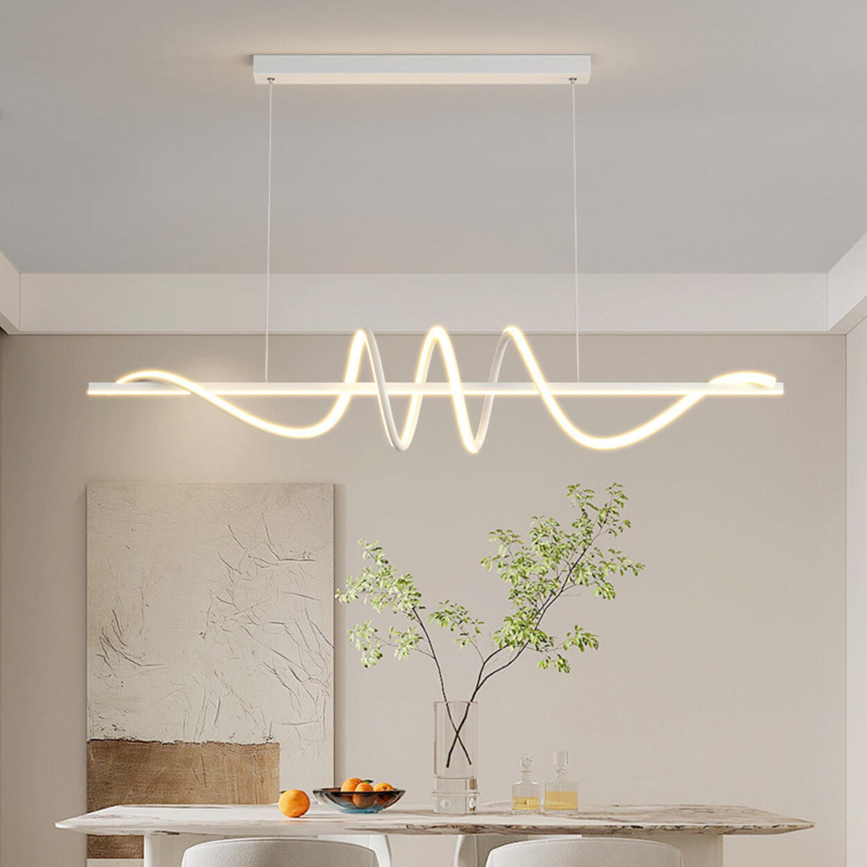 Artistic Wavy Adjustable Metal Island Ceiling Light Image - 8