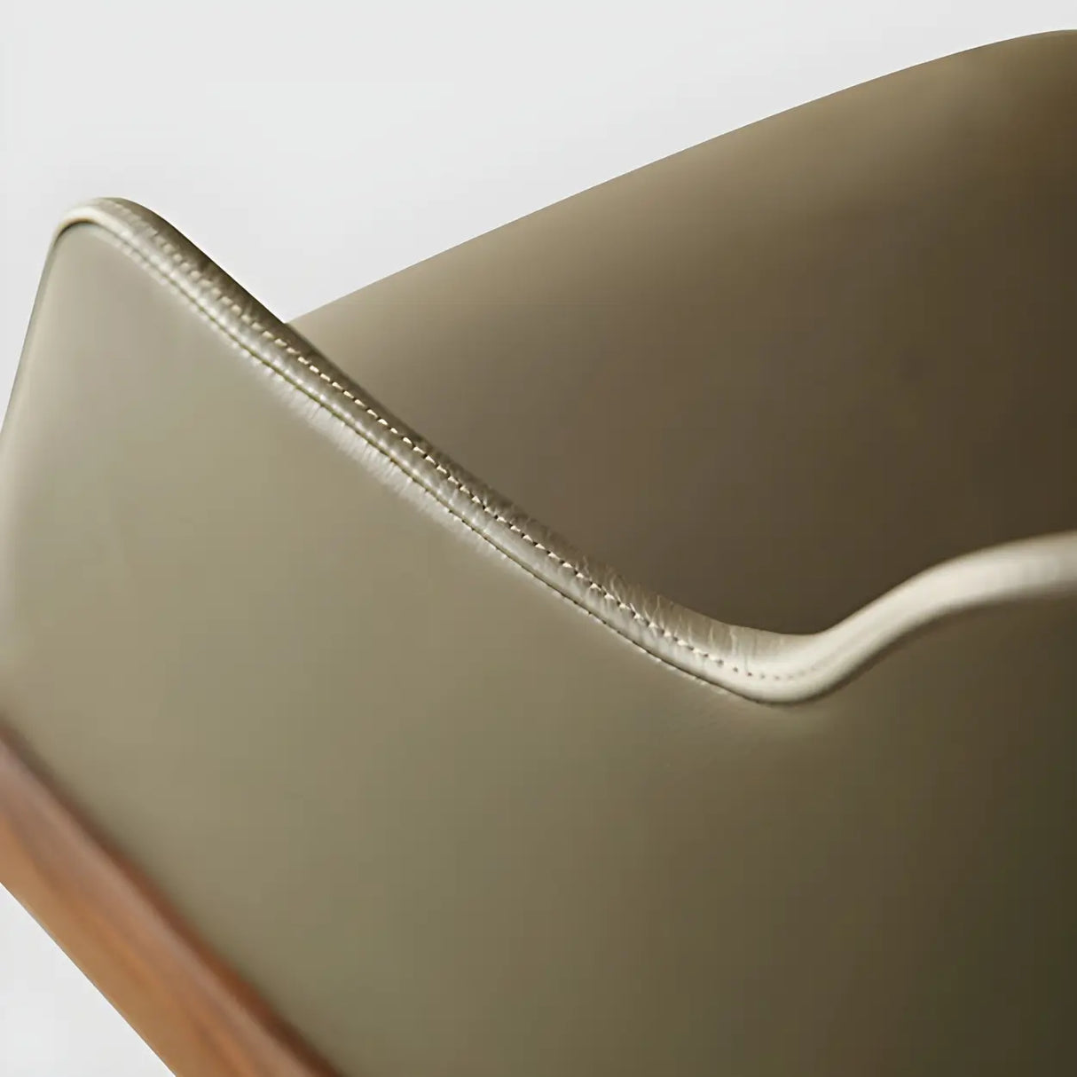Ash Wood Leather Upholstered Armrest Dining Chair Image - 13