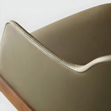 Ash Wood Leather Upholstered Armrest Dining Chair Image - 13
