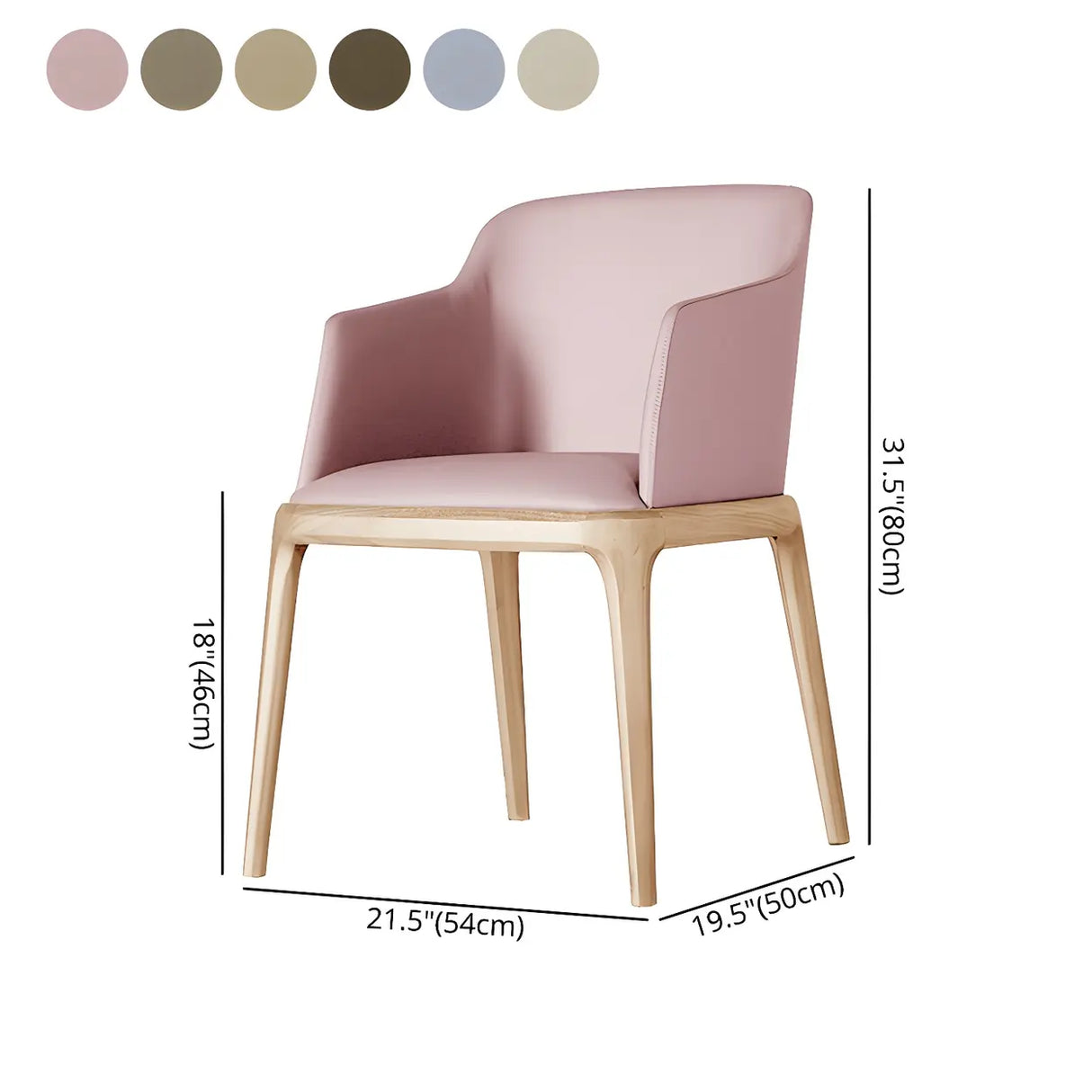 Ash Wood Leather Upholstered Armrest Dining Chair 