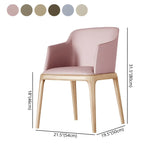 Ash Wood Leather Upholstered Armrest Dining Chair #size